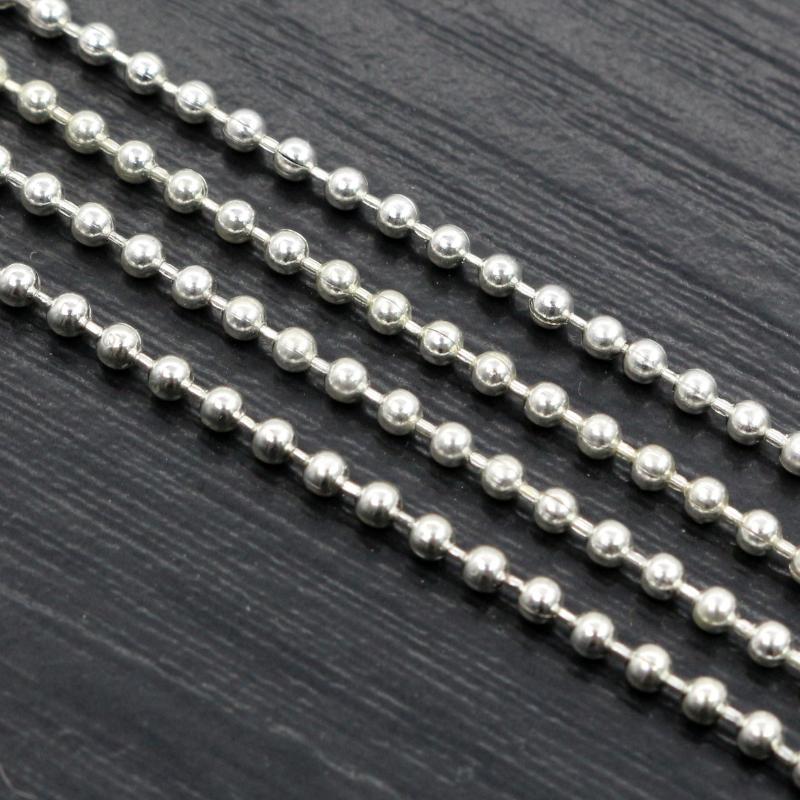 5 Meters/lot 1.5mm 2.0mm 2.4mm Gold Bronze Silver Plated  5 Colors Ball Beads Chain Necklace Beaded DIY Jewelry Findings