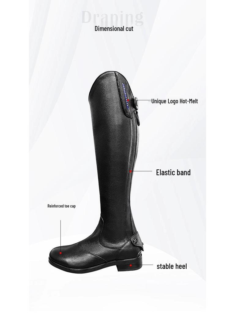 HelloHorse Premium Cowhide Equestrian Riding and Show Jumping Boots