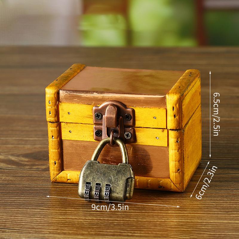 1pc Medieval Retro Jewelry Storage Box Wooden Treasure Jewelry Container Trinket Decor Box Props Pirate Jewelry Display Case