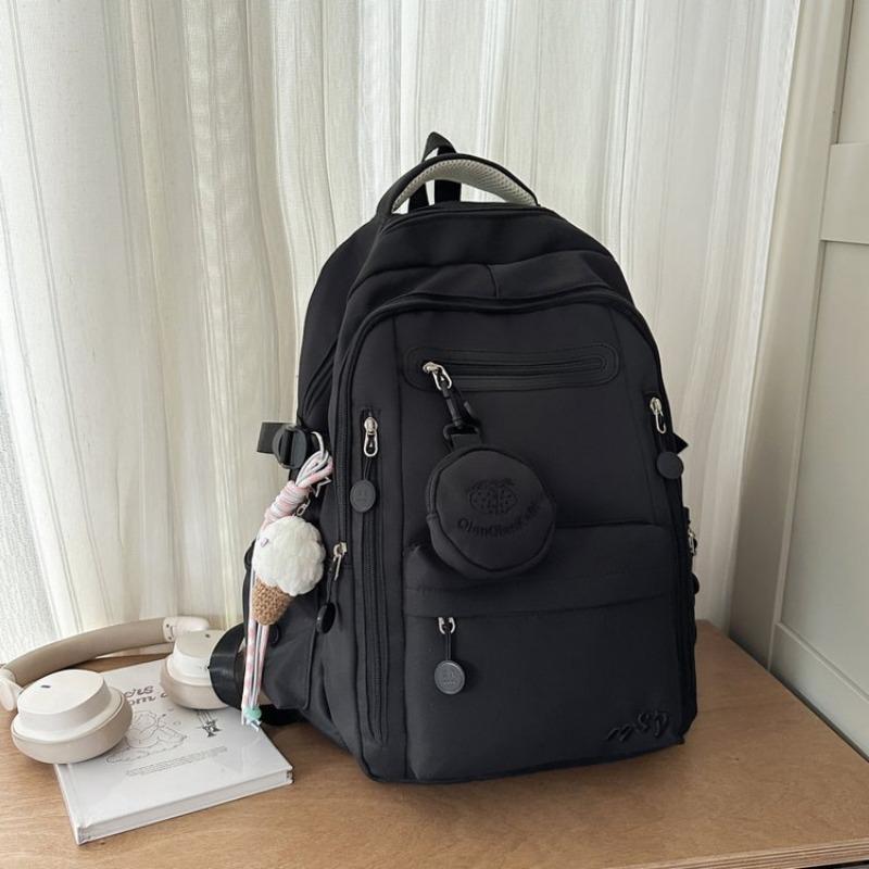 schoolbag schoolbag female solid color small fresh middle and high school students multi-compartment backpack campus college student backpack