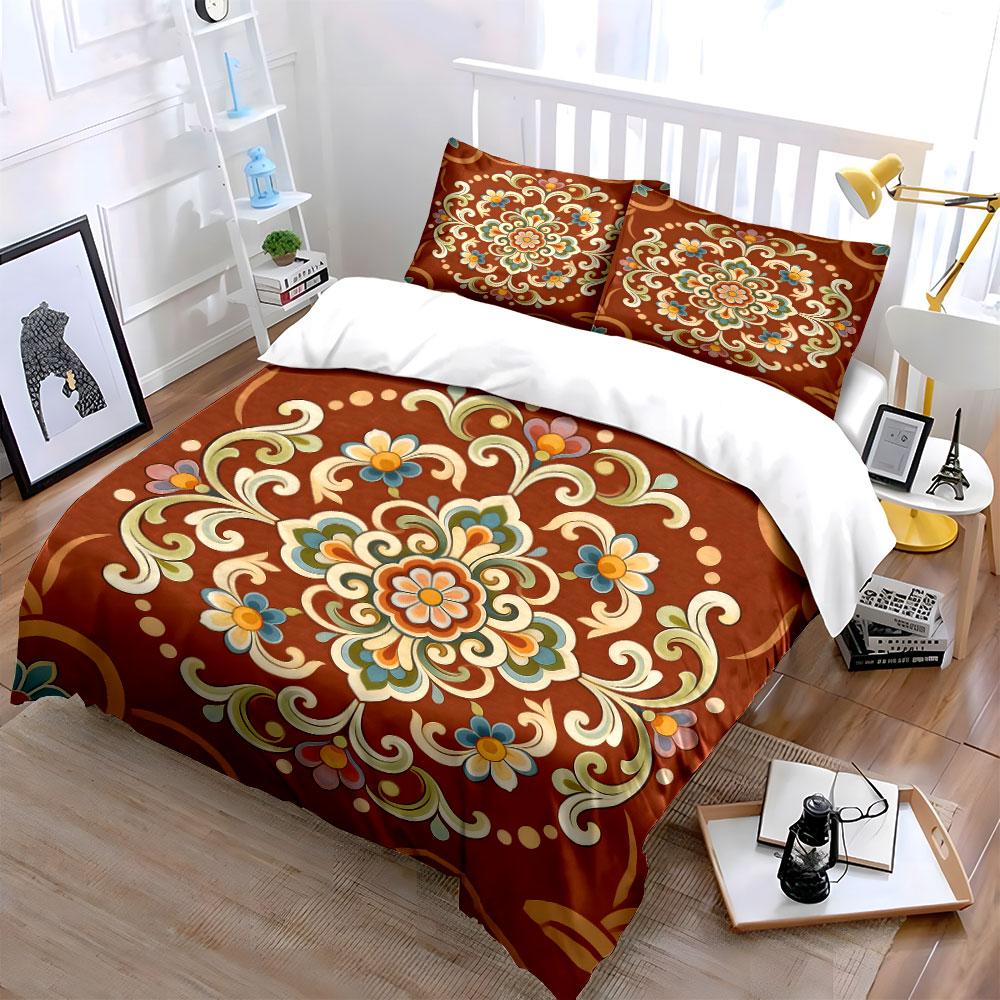 Floral Pattern Three-Piece Set For Decor Soft Comfortable Duvet Cover Bedding Set Included 1*Duvet Cover & 2*Pillowcases, Gift