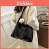 Retro Chic Tote Bag For Women Fashionable Large Capacity Casual Handbag In Black Brown White