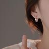 Zhuji Freshwater Pearl Dangle Earrings - Elegant Sterling Silver Beaded Ear Clips with Niche Design.