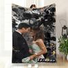 VIKAMA Vintage Movie Collage Flannel Throw Blanket Retro Character Grid Photo Print Soft Warm Sofa Bedroom Home Decor