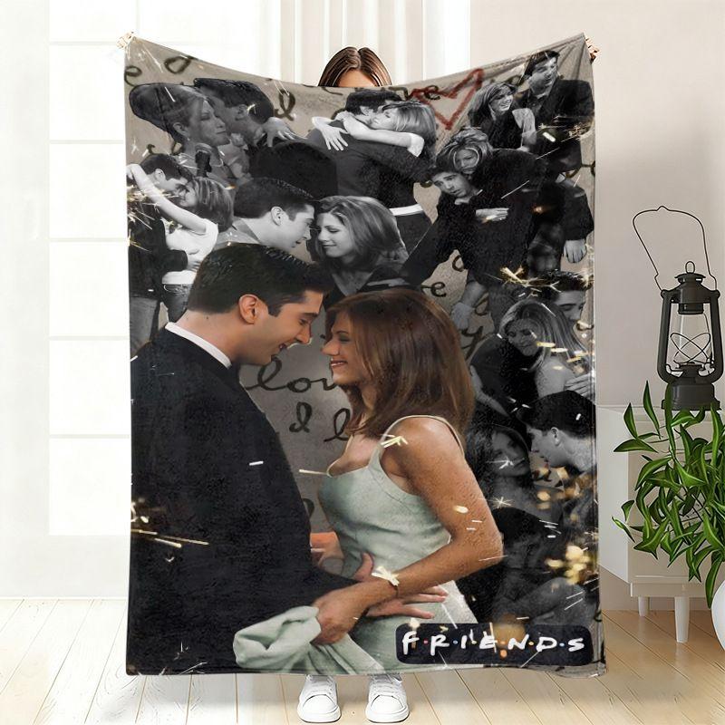 VIKAMA Vintage Movie Collage Flannel Throw Blanket Retro Character Grid Photo Print Soft Warm Sofa Bedroom Home Decor