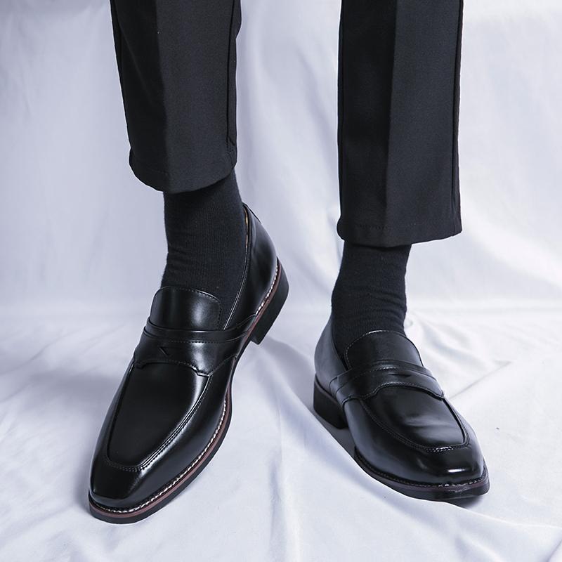 Fashion Blue/brown Dress Shoes for Men Brand New Business Casual Shoes Spring and Autumn Slip on Leather Men Wedding Party Shoes