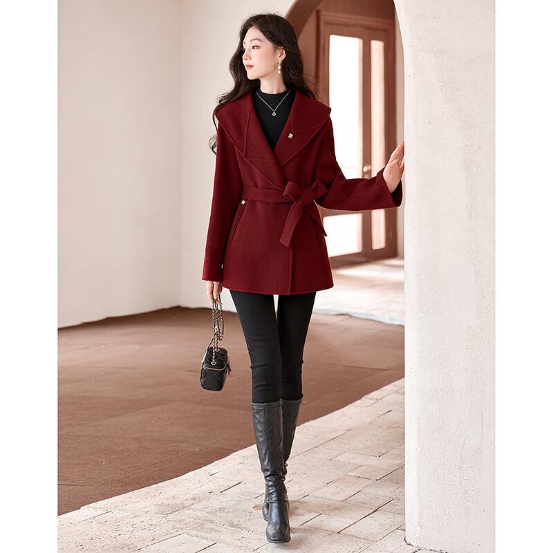 ShiShuiNianHua Elegant Wool Blend Petite Winter Coat