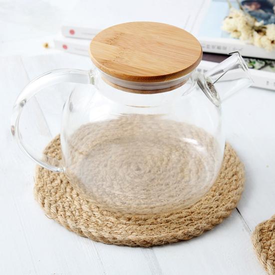 Handwoven Jute Placemat Heat-Resistant Table Mats for Kitchen Dining Round Coaster Thickened Insulation Mat for Home Kitchen Use