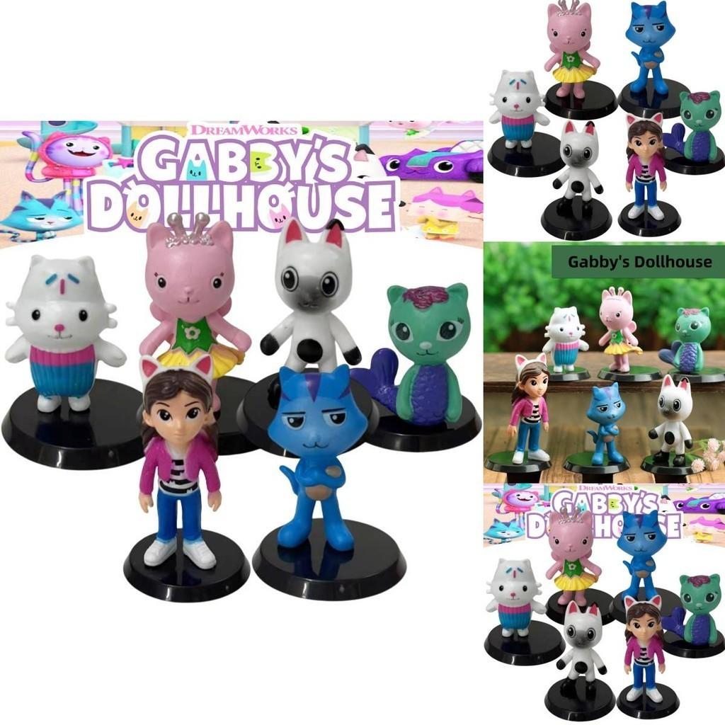 Gabby's Dollhouse Pvc Model Toy Set Adorable Cartoon Figurines For Kids And Collectors Set Of 6