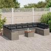 Ensemble de Canapés de Jardin vidaXL 11 Pièces avec Coussins Gris Poly Rattan Acacia, Canapé de Jardin 2 Places vidaXL avec 3356172