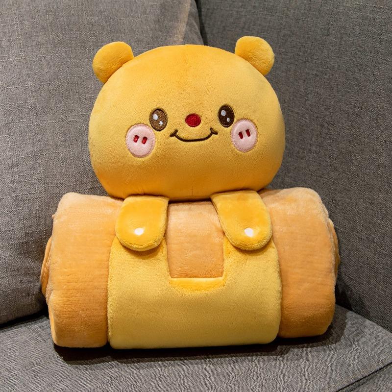 1pcs Cartoon Nap Roll Blanket Plush Nap Blanket Air-conditioning Blanket Home Sofa Blanket Foldable Blanket 80x100cm