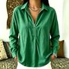 2026 Relaxed Fit Corduroy Long Sleeve Top Casual Vintage Style Loose V Neck