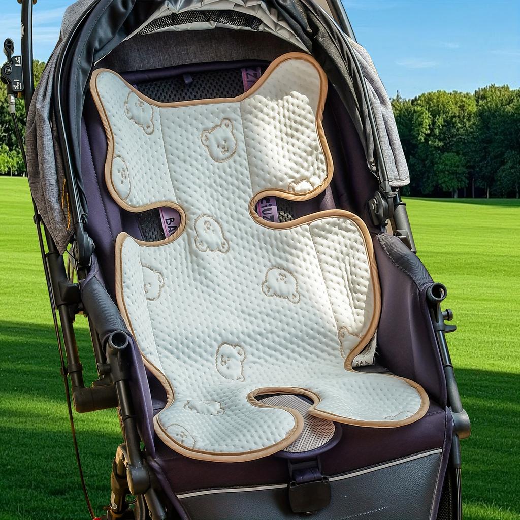 Ice Sliky Fiber Fabric Trolley Cushion Pad, Breathable Baby High Chair Mat for All Seasons, Machine Washable Summer Cooling Mat