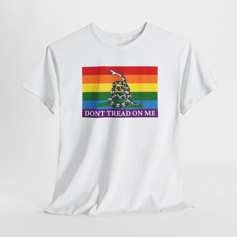 

Rainbow Gadsden Flag T-Shirt, LGBTQ Pride Tshirt Tops Tee, Unisex Cotton Shirt, Colorful M