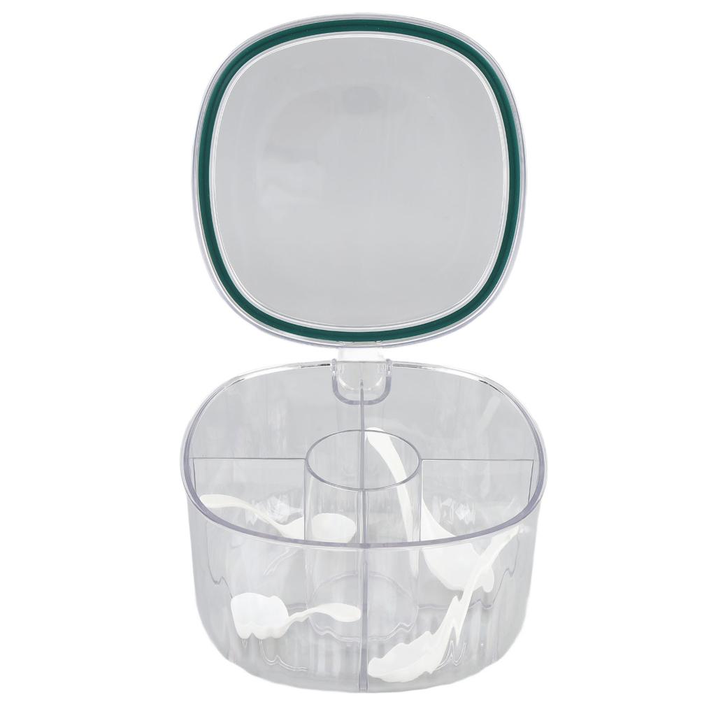 4 Compartments Seasoning Box Plastic Clear Sealed Kitchen Storage Containers with Lid for Home Cafes