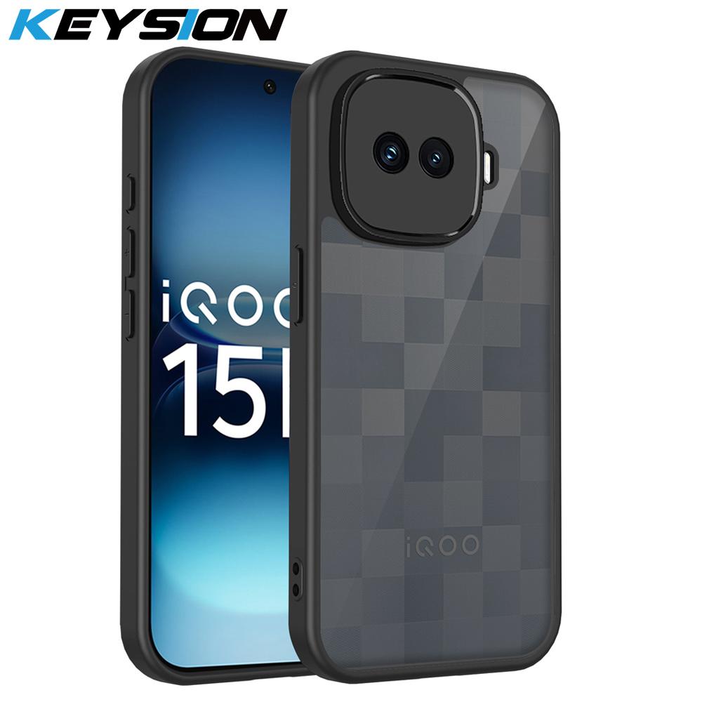 

KEYSION Матовый полупрозрачный черный чехол для телефона для IQOO 15R 5G Силикон+ПК Прозрачная противоскользящая ударопрочная задняя крышка для IQOO Z11 Turbo for iQOO 15R чёрный