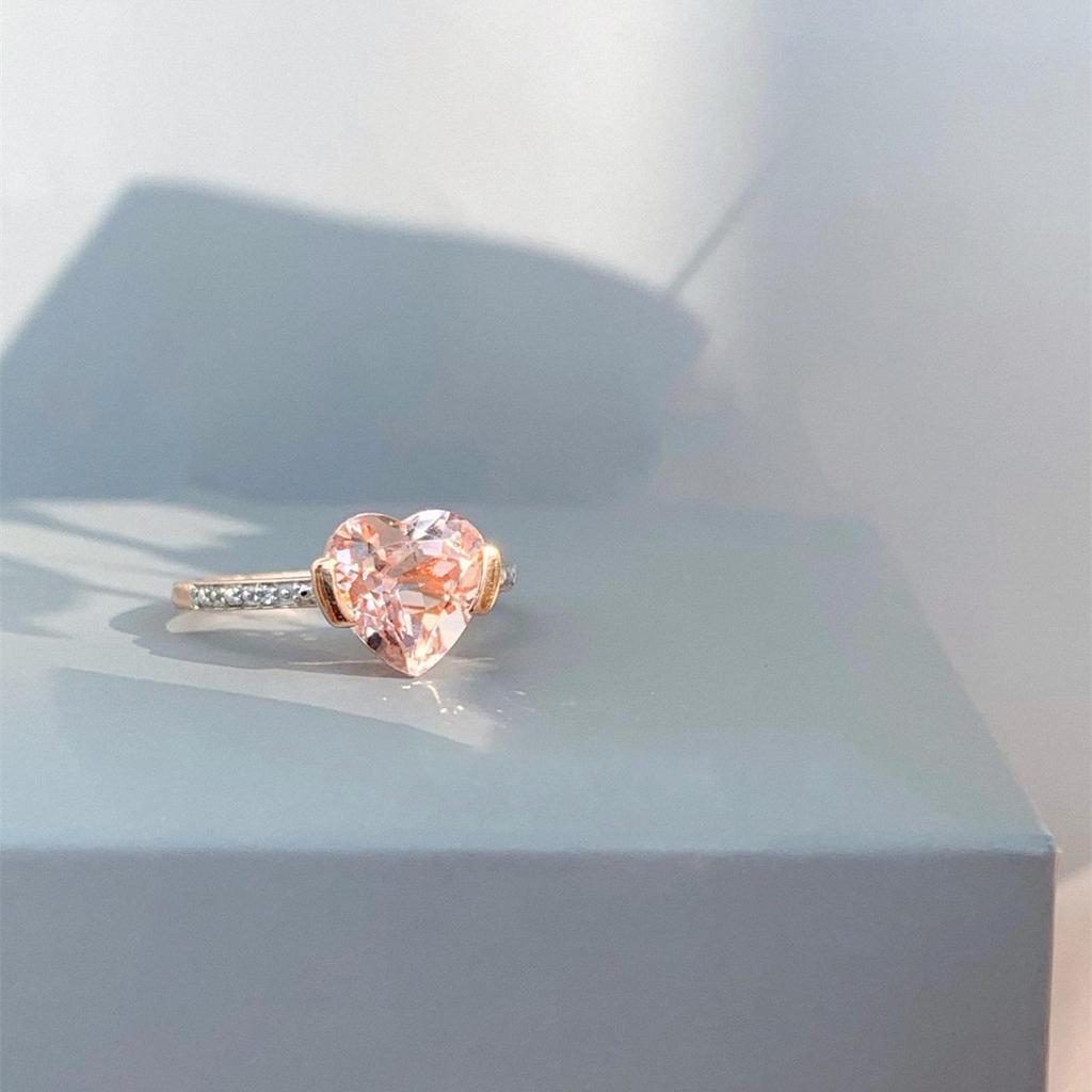 Rose Gold-Plated S925 Sterling Silver Heart Ring for Women - Fashion Jewelry