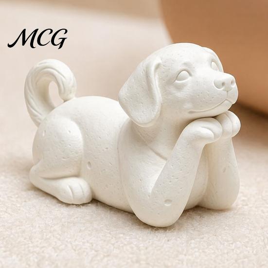 Braver Welpenstatue 3D-gedruckte Hundefigurine, Niedliche Figuren, Kleine Tier-Heimdekor-Figuren, Realistisch Detailliert für Liebhaber Schlichtweiß