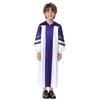 Kinderen Halloween Kostuum Priester Gewaad: Color Block Ritssluiting Badjas met Geborduurde Strepen voor Koor Themafeest