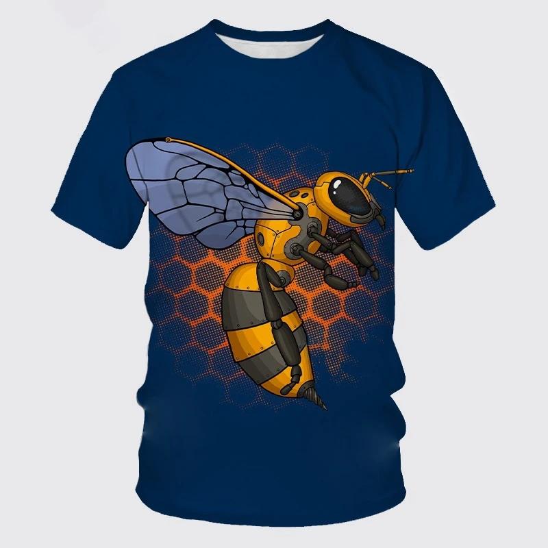 Летняя новая повседневная мужская футболка с принтом в виде пчел, уличная поп-хип-хоп, персонализированная, с круглым вырезом, удобная, с коротким рукавом XS