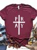 Pray Cross Jesus Print Women T Shirt Short Sleeve O Neck Loose Women Tshirt Ladies Fashion Tee Shirt Tops Clothes