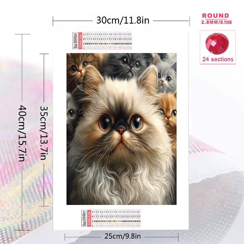 Persian cat Pattern 3pcs 100% Round Full Drill 5D DIY Diamond Painting Embroidery Cross Stitch Rhinestone Décor