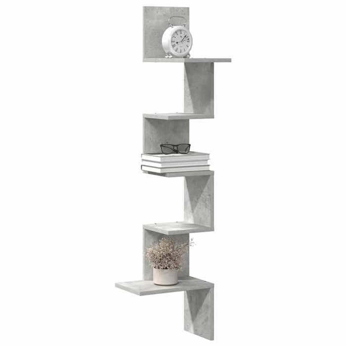 VidaXL Corner Wall Shelf Concrete Grey 32x32x127.5cm Engineered Wood, Wall Shelf, Hanging Shelf, Wall Shelf 860520