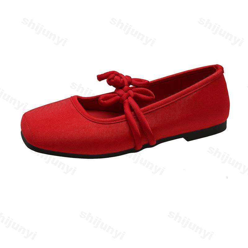 Fashion 2025 Spring New Shallow Mouth Mary Jane Women's Shoes Comfortable Soft Soled Flats Square Toe Slip on Casual Women's Shoes