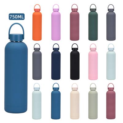 750Ml Double-Layer Stainless Steel Thermos Cup Portable Handle Outdoor Water Cup Small Mouth Sports Water Bottle