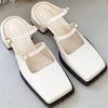 Fashion Retro Square Toe Belt Buckle Women Sandals Fashion Narrow Strap Square Heel Mary Jane Shoes Comfort Patent Leather Designer Shoe