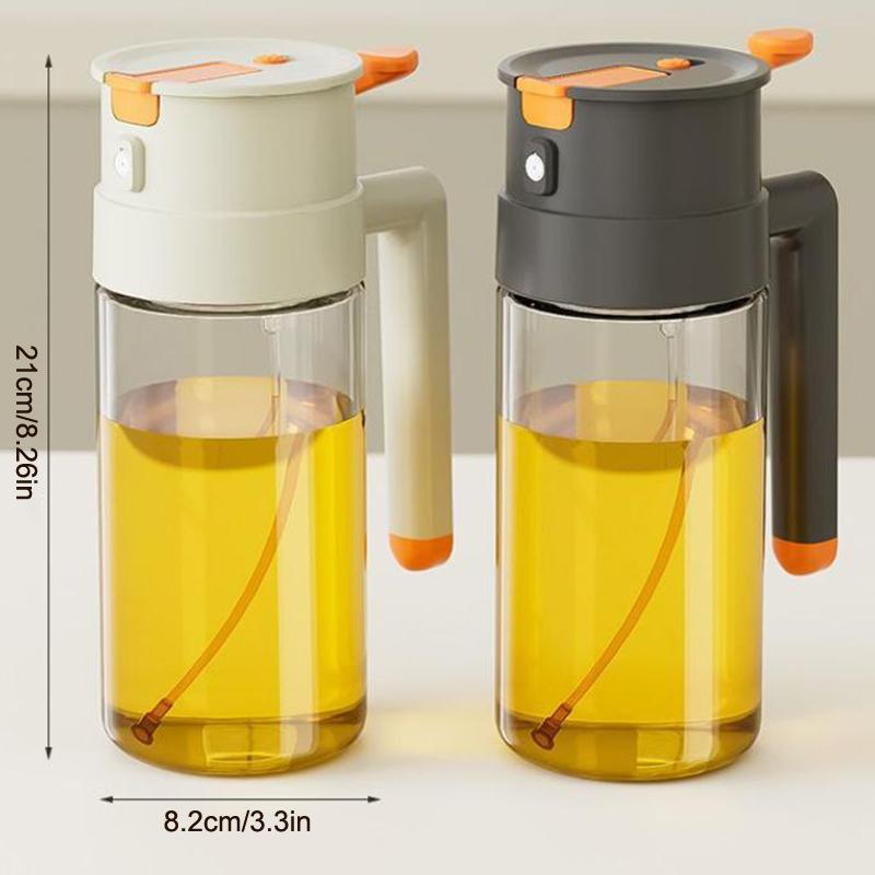 470/650ml 2 In 1 Oil Spray Bottle With Pour Spout Leakproof Multifunctional Large Capacity Glass Oiler Kitchen Cooking Accessory