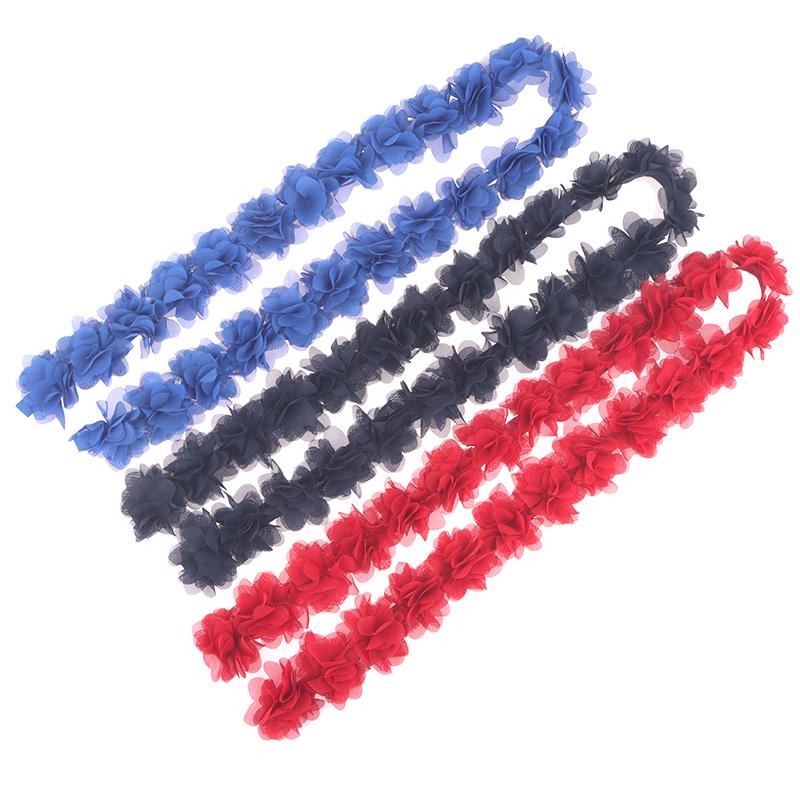 1 Yard 24 Flowers Chiffon Lace Patch Fabric Webbing Decoration Flower Gift Ribbons Diy Bridal Veil Shoes Wedding Clothes Crafts