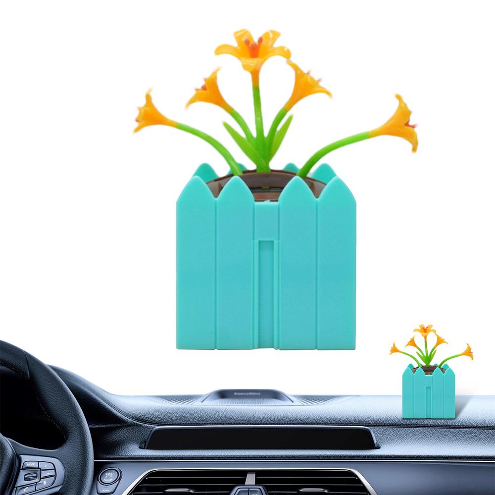 Flower Dashboard Bobblehead Solar Shaking Head Car Interior Decoration Flower In Pot Bobble Head Toy For Women Men Car Interior