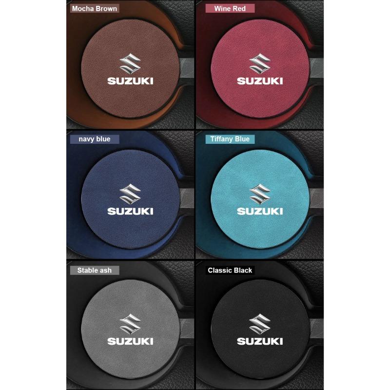 1pcs Suede Car Coaster Mat Water Cup Slots Non-Slip Pad for Suzuki Grand Swift Jimny Vitara Baleno SX4 XL-7 GW250 Accessories