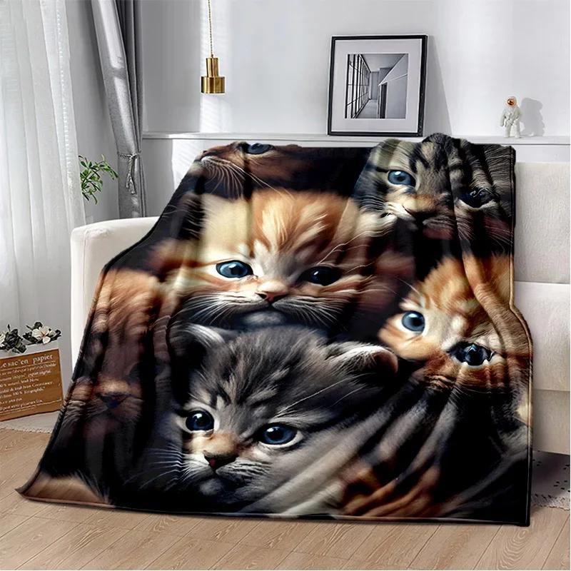 Cartoon Cute Calico Cat,Garfield Cat,Persian Cat,Ragdoll Blanket,Soft Throw Blanket for Home Bedroom Bed Sofa Cover Blanket Kids
