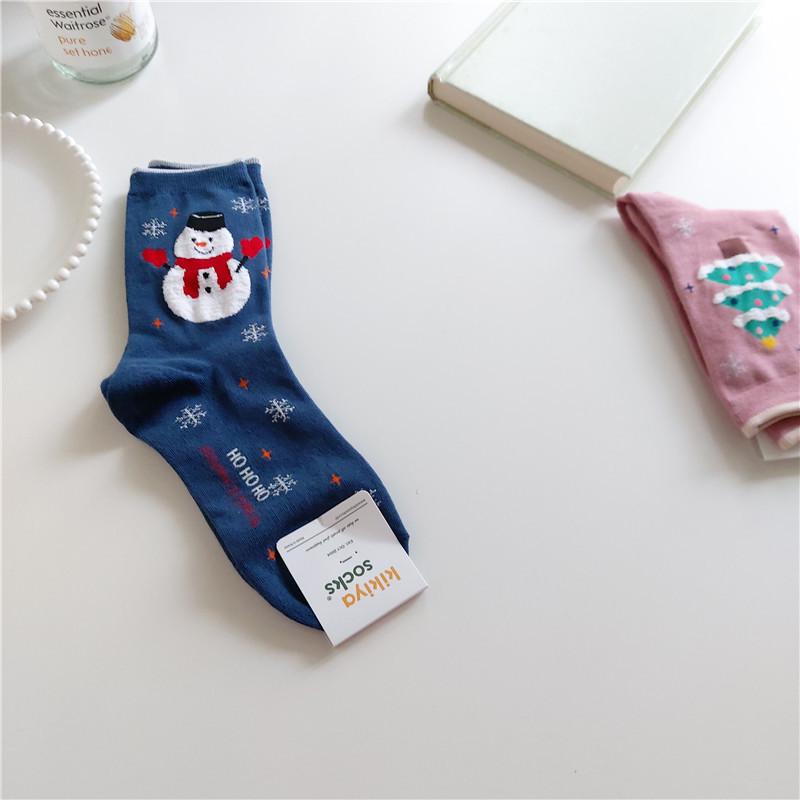 

Kikiyasocks Women s Cartoon Christmas Cotton Mid-Calf Socks - Spring, Autumn, Winter синій