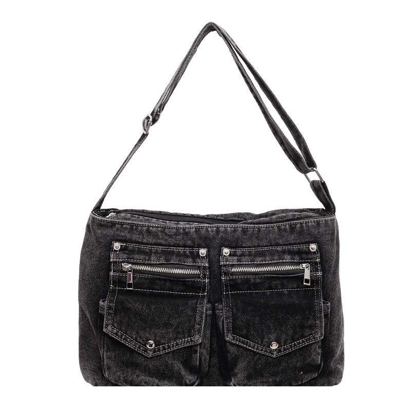 Vintage Large Capacity Denim Messenger Bag Women's Shoulder Crossbody Bag