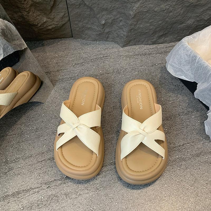 

Стильные и простые женские летние модные легкие универсальные крутые шлепанцы на танкетке 40 бежевый