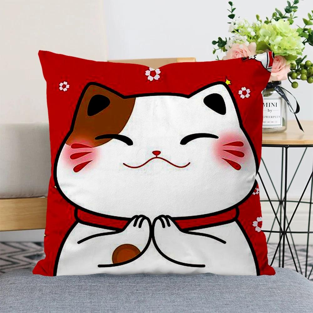 Decorative Cushions for Sofa Pillow Cover Fortune Cat Twin Size Bedding Cushion Cover Bedroom Decoration Living Room