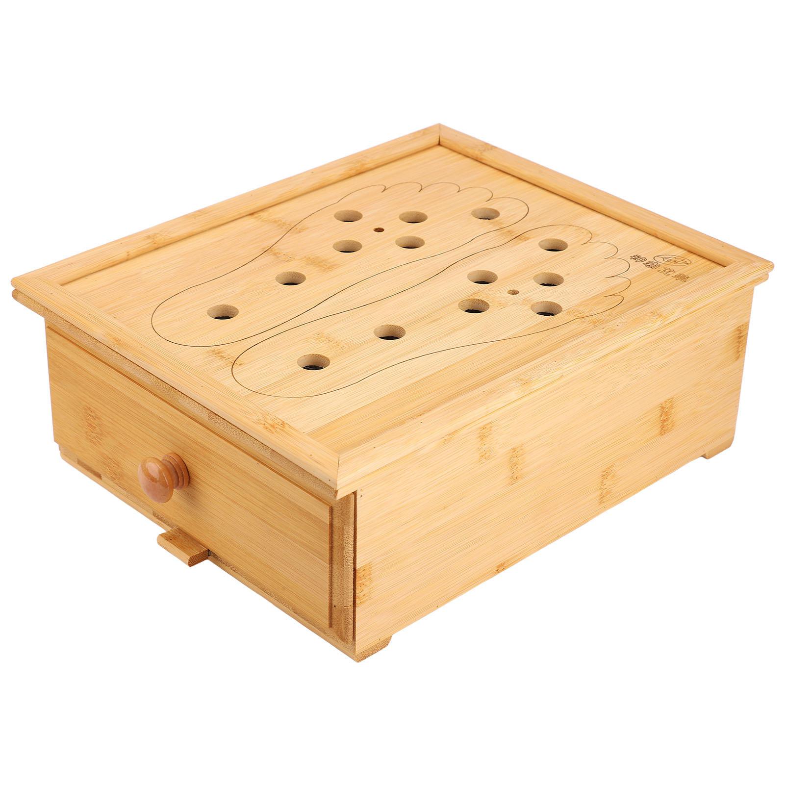 

Коробка для прижигания ног, прочная, глянцевая, бамбуковая, 6 слотов, 6 вентиляционных отверстий, держатель для рулонов моксы для ног