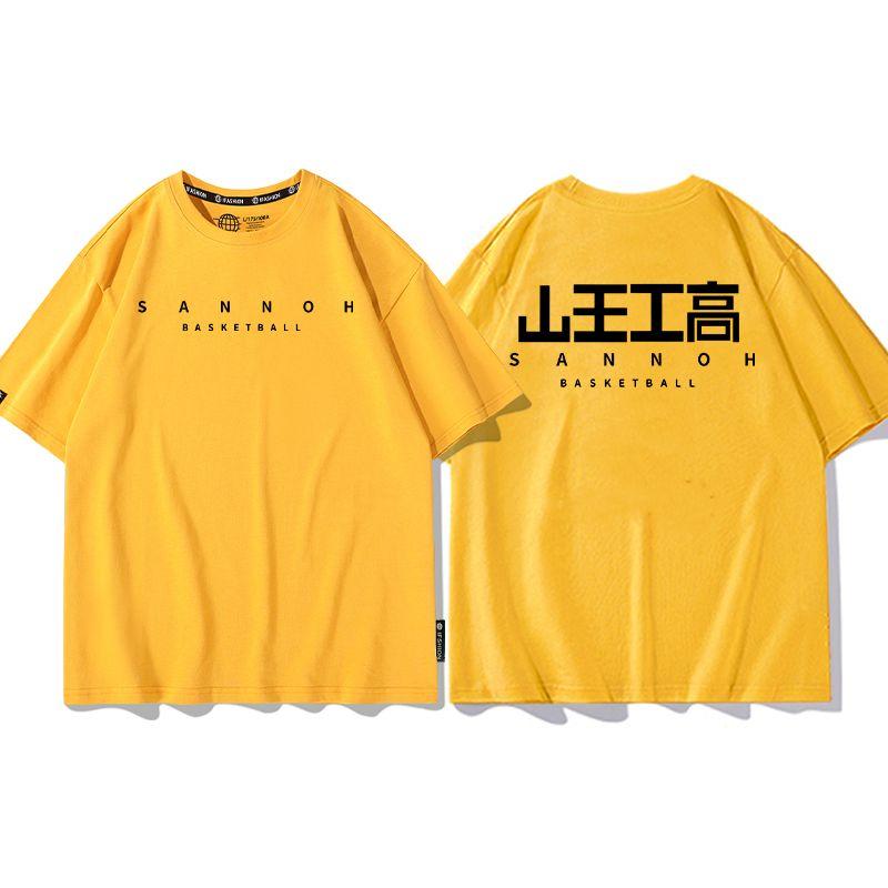 Cool anime Slam Dunk cartoon short-sleeved T-shirt for men summer front and back print loose clothes around Yukawa Kaede