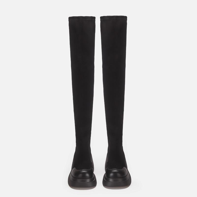 Winter thick-soled heightening short boots women s thick-soled over-knee boots elastic boots suede thin boots 34 8879₽