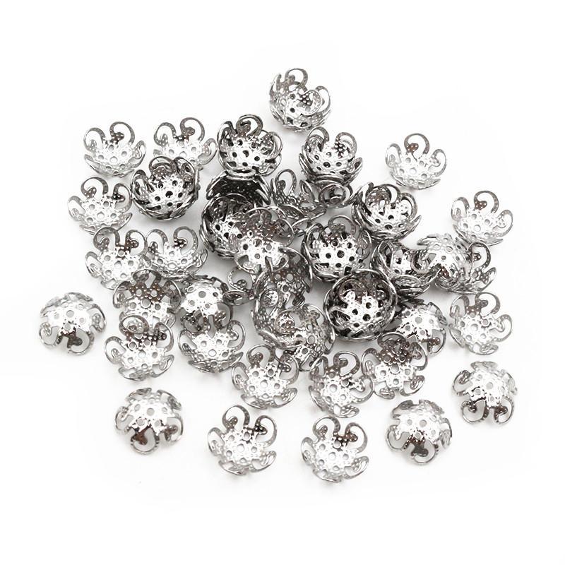 50pcs Stainless Steel Beads Caps Flower Shape Spacer Bead End Caps DIY Jewelry Making Findings For Necklace Bracelet Accessories