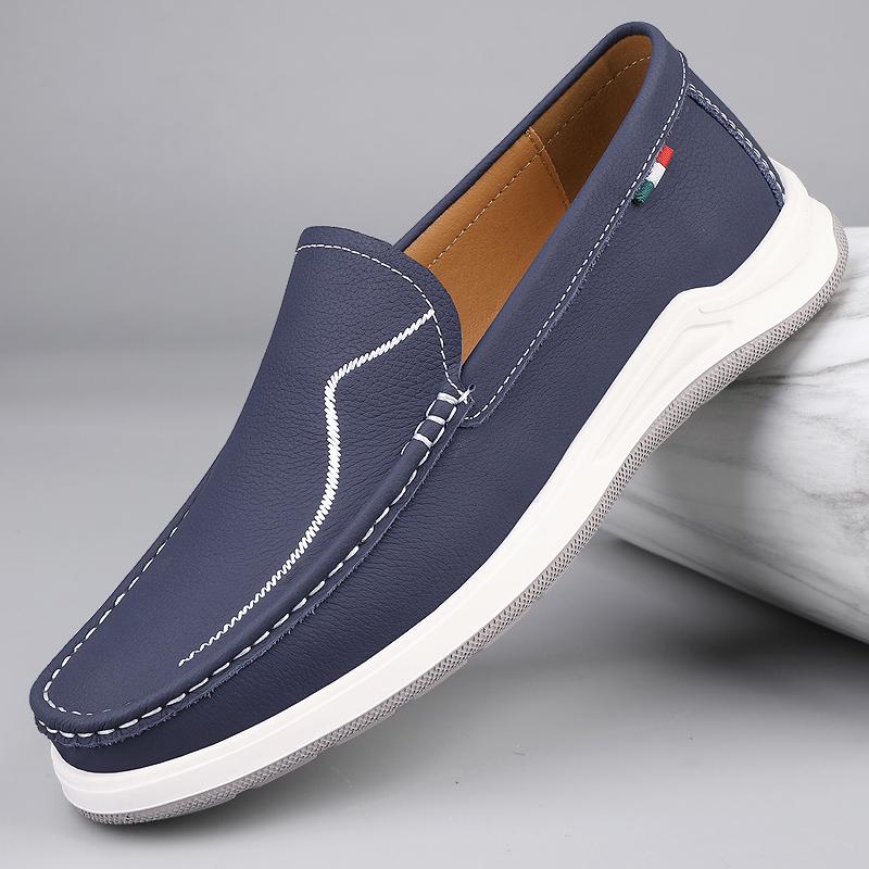 

Мода Корейский Стиль Мода Кожаные Повседневные Лоферы Роскошный Бренд Мужская Деловая Универсальная Кожаная Обувь Высококачественный Комфорт Обувь для Путешествий 44 синий