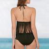 Bikini Split Tassel Design Polyester Women Sexy Split Swimwear for Beach