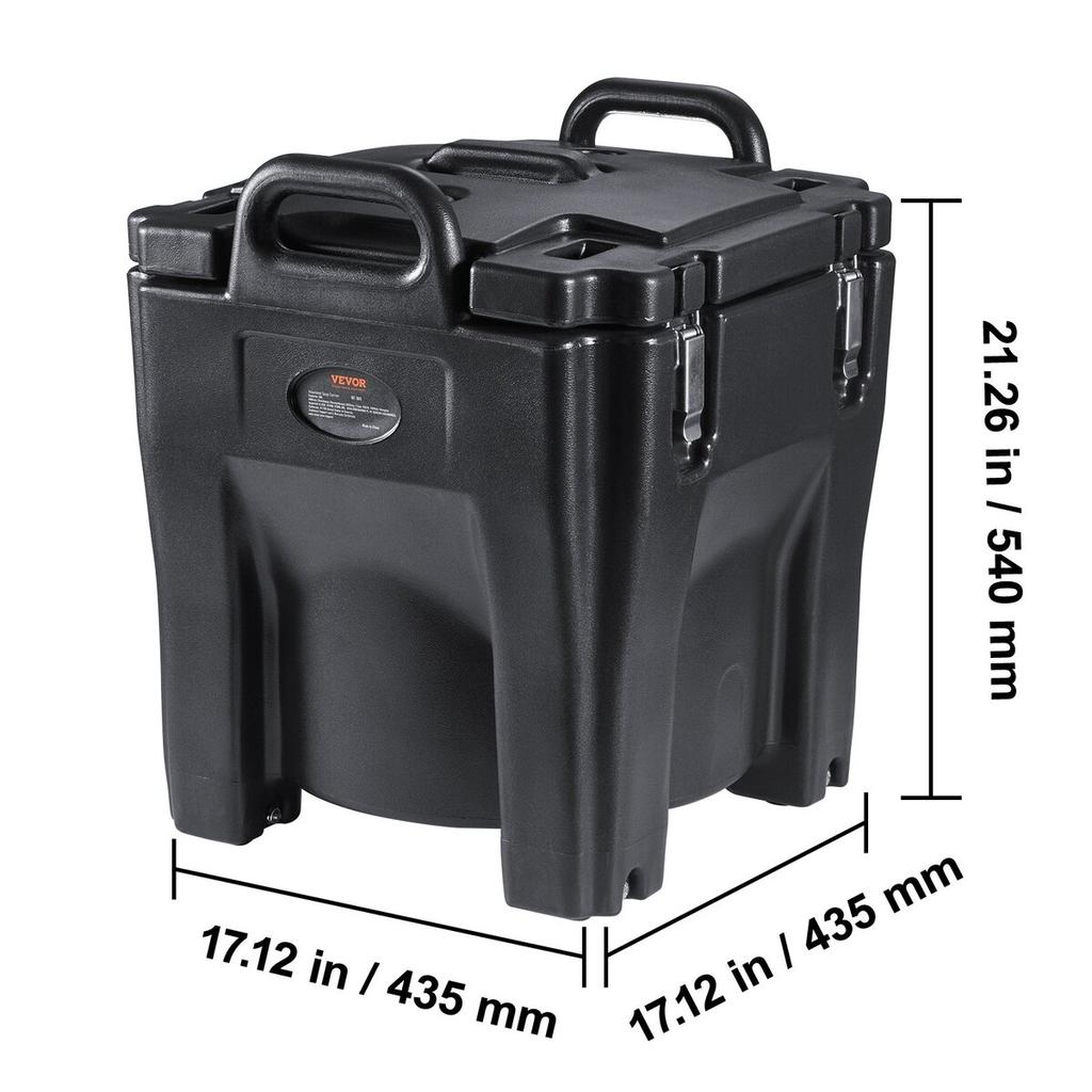 Insulated Food Carrier, 32Qt Capacity, Stackable Catering Hot Box with Stainless Steel Barrel, Top Load LLDPE Food Warmer with Integral Handles