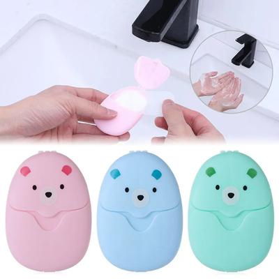 50Pcs Cute Travel Portable Soap Paper Outdoor Disposable Soap Flakes Hand Washing Mini Soap Pieces Boxed for Daily Use