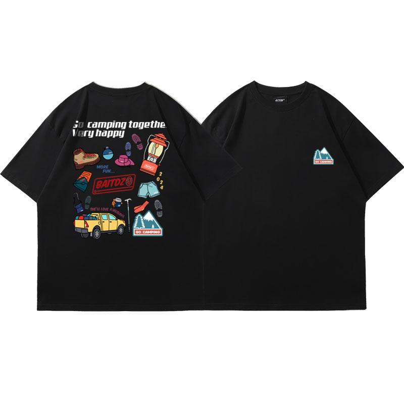 Coleman Trendy Short-sleeved T-shirt New Outdoor Camping Short-sleeved Pure Cotton Casual Loose Unisex Couple