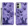 For Xiaomi Redmi 13C 4G/5G/13R 5G/Poco M6 5G/Poco C65 4G Case Cat Butterfly Imprinted Leather Magnetic Clasp Phone Cover