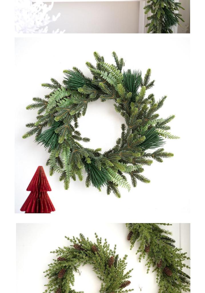 Forest Style PE Christmas Wreath for Door Hanging Decor